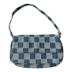 Forever 21 Blue Checkerboard Denim Shoulder Bag